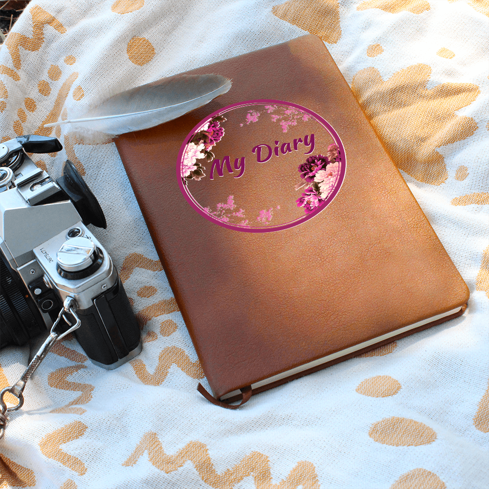 My Diary in Floral Circle Graphic Leather Journal Notebook