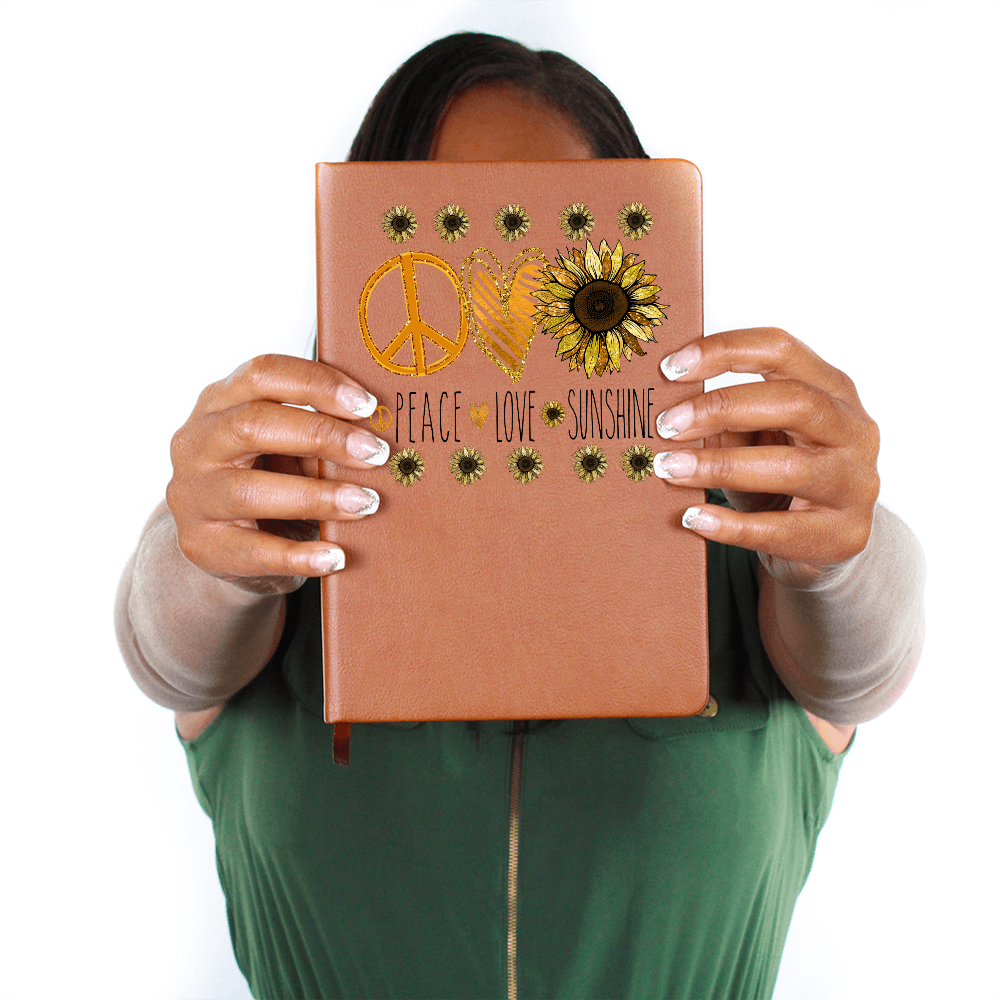 Peace Love Sunshine Sunflowers Graphic Vegan Leather Journal