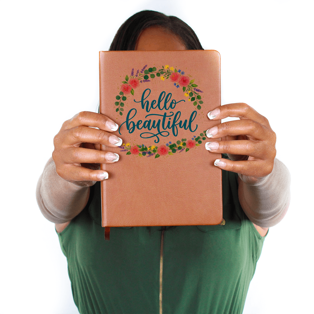 Floral Hello Beauitful Vegan Leather Graphic Journal