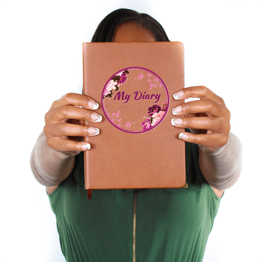 My Diary in Floral Circle Graphic Leather Journal Notebook