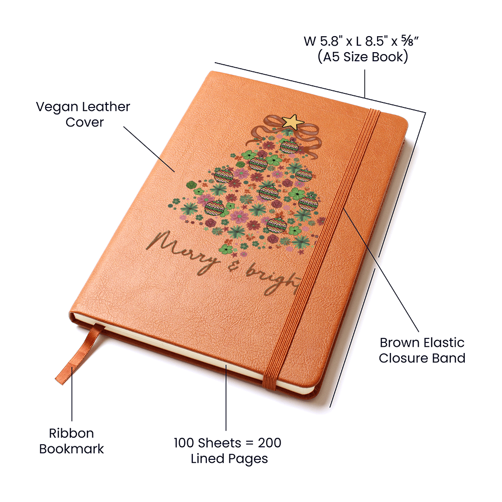 Christmas Merry & Bright Graphic Leather Journal