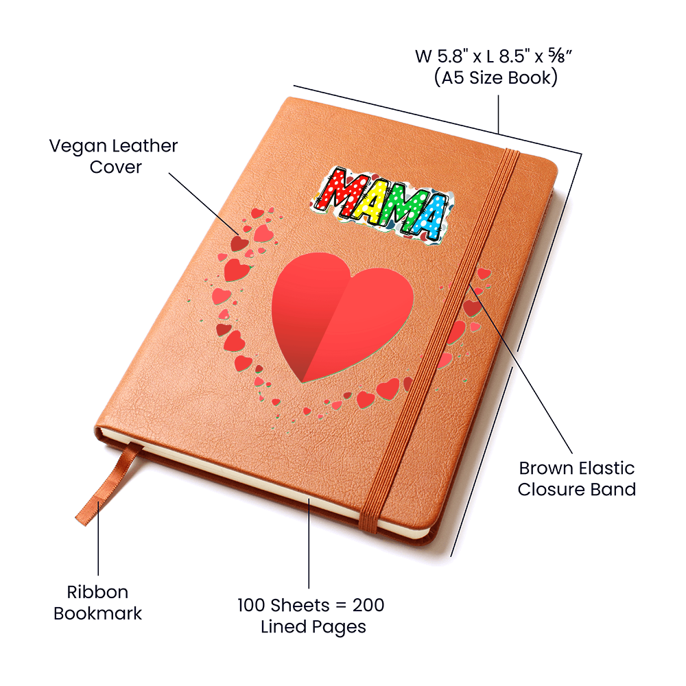 Mama with Hearts Graphic Leather Journal