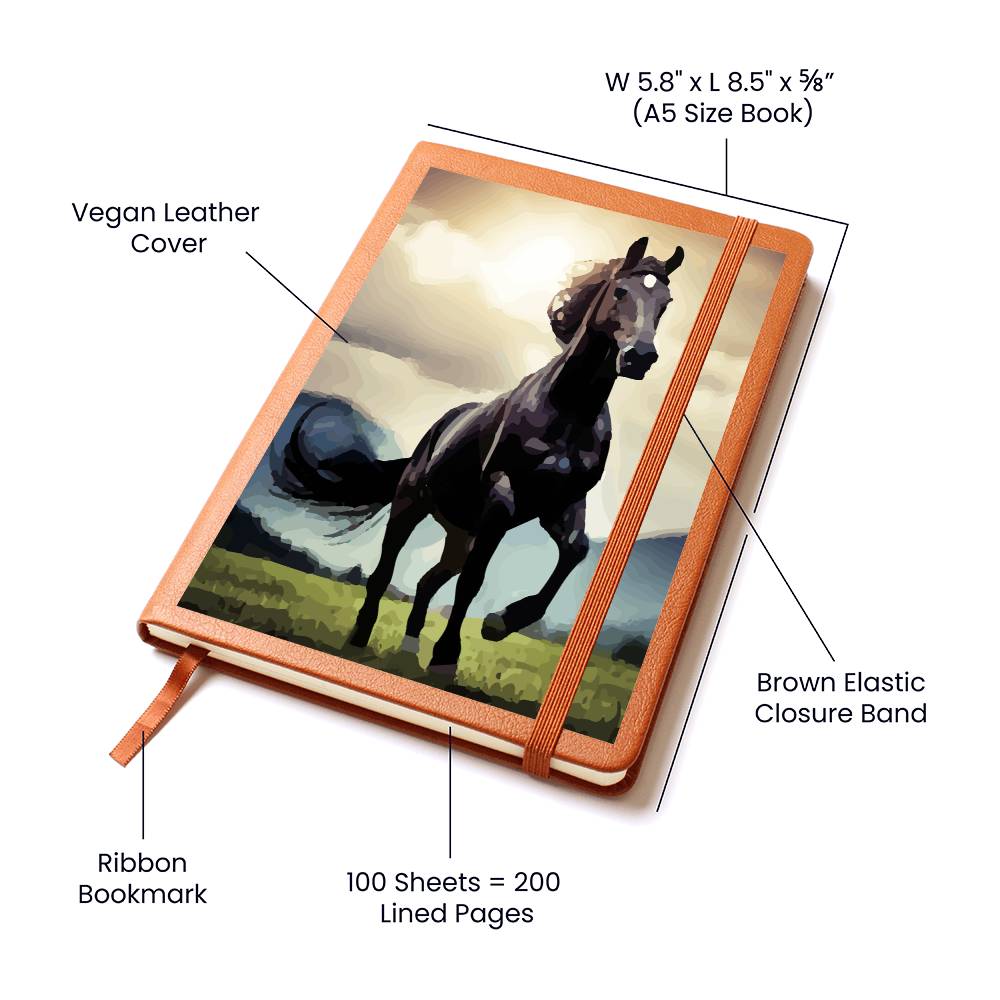 Wild Black Horse Brown Graphic Leather Journal