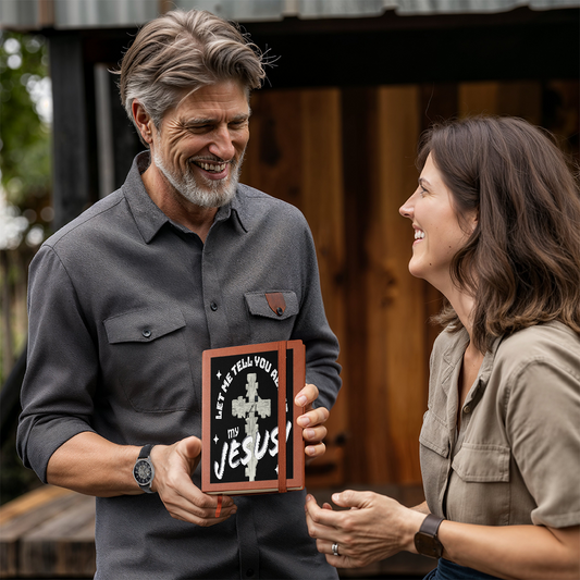 Let Me Tell You About My Jesus Graphic Leather Journal