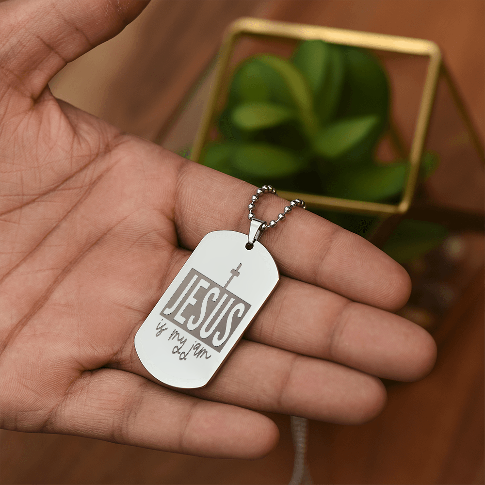 Jesus is My Jam Engraved Dog Tag Necklace