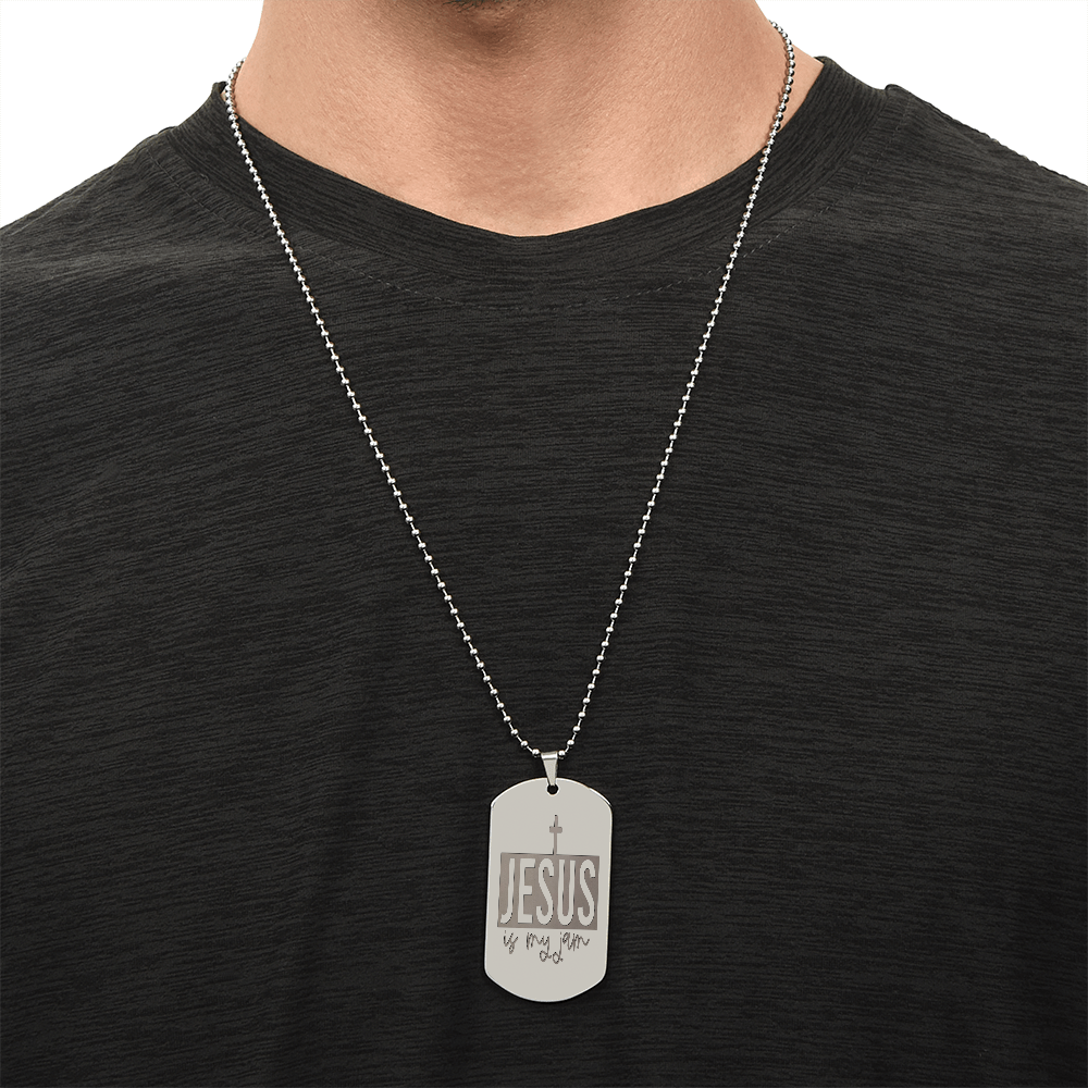 Jesus is My Jam Engraved Dog Tag Necklace