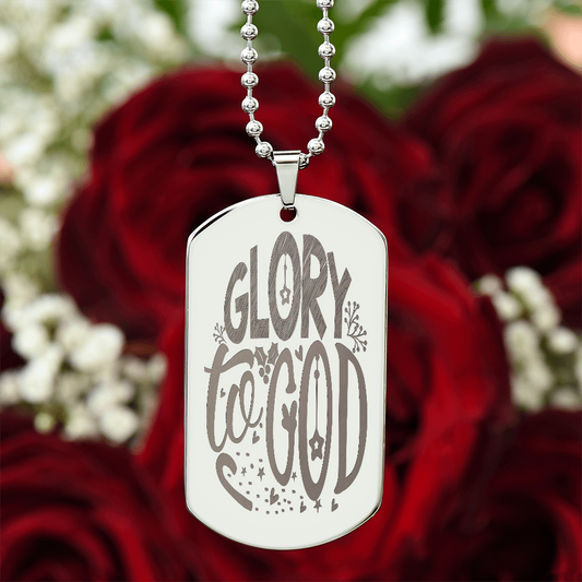 Christmas Glory to God Faith Based Engraved Dog Tags Necklace