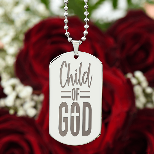 Child of God Faith Based Engraved Dog Tags Necklace