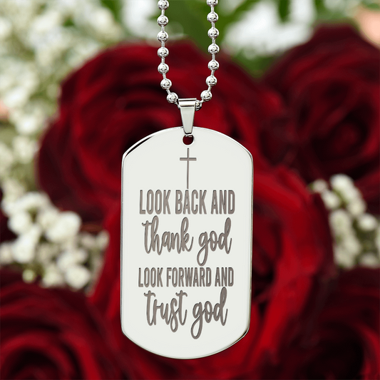 Look Forward Trust God Engraved Dog Tags Necklace