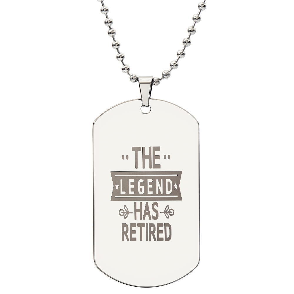 The Legend Has Retired Engraved Dog Tags Necklace
