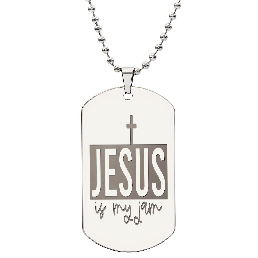 Jesus is My Jam Engraved Dog Tag Necklace
