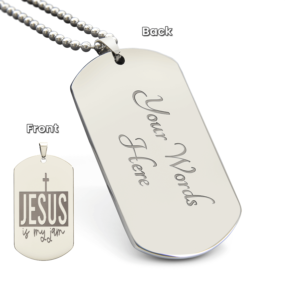Jesus is My Jam Engraved Dog Tag Necklace