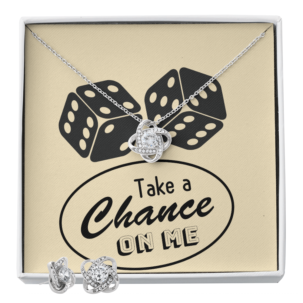 Take a Chance on Me Love Knot Necklace & Earring Jewelry Gift Set