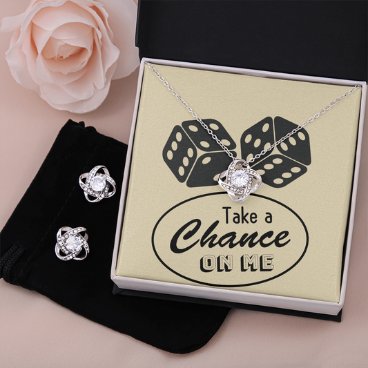 Take a Chance on Me Love Knot Necklace & Earring Jewelry Gift Set