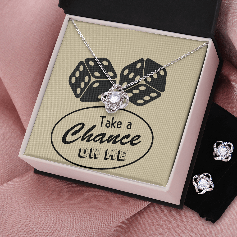 Take a Chance on Me Love Knot Necklace & Earring Jewelry Gift Set