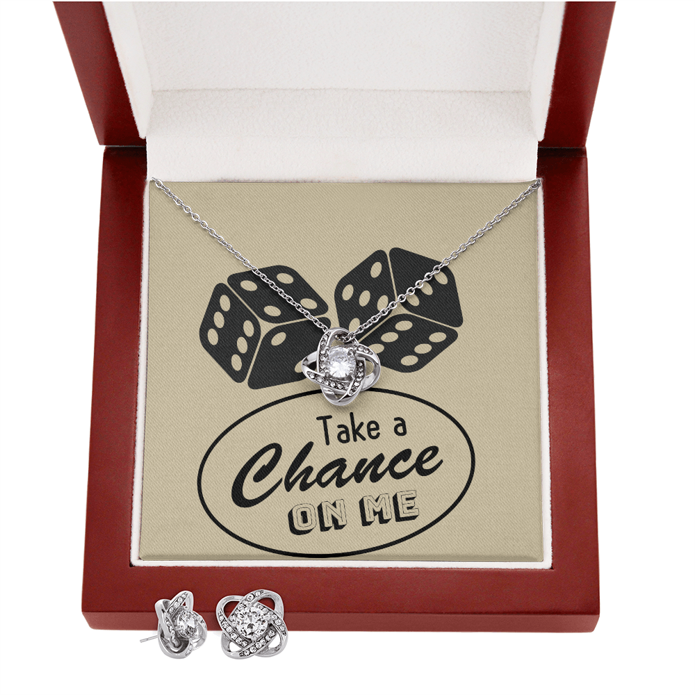 Take a Chance on Me Love Knot Necklace & Earring Jewelry Gift Set
