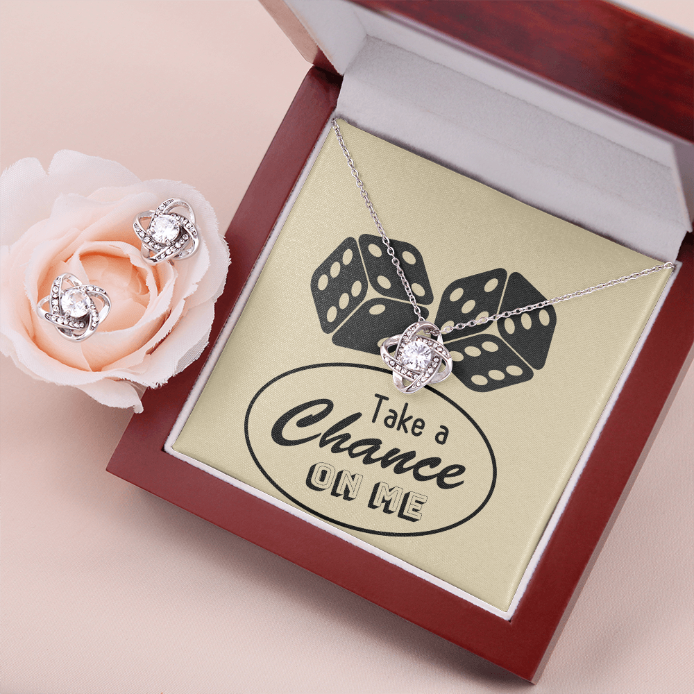 Take a Chance on Me Love Knot Necklace & Earring Jewelry Gift Set