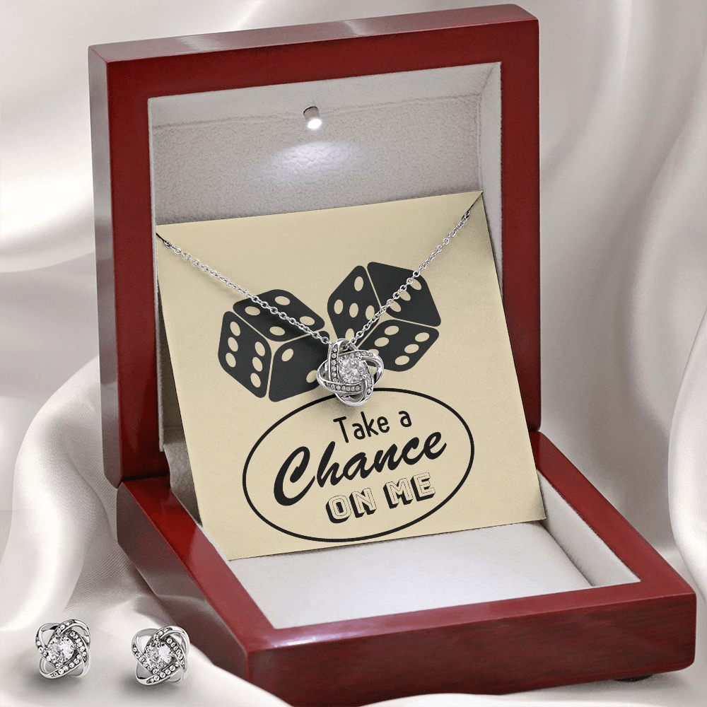 Take a Chance on Me Love Knot Necklace & Earring Jewelry Gift Set