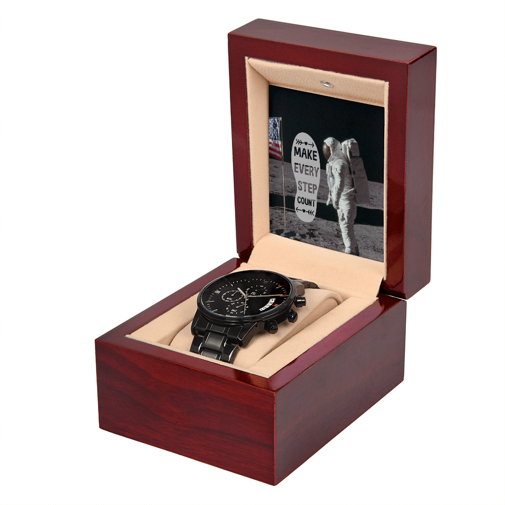 Make Every Step Count Black Chronograph Watch