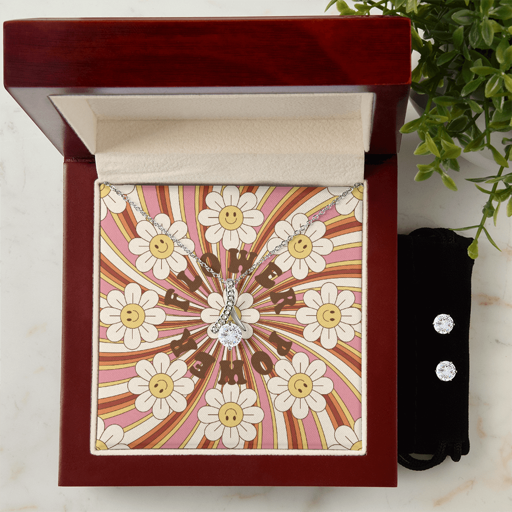 1970's Flower Power Alluring Beauty Necklace & Earring Jewelry Gift Set