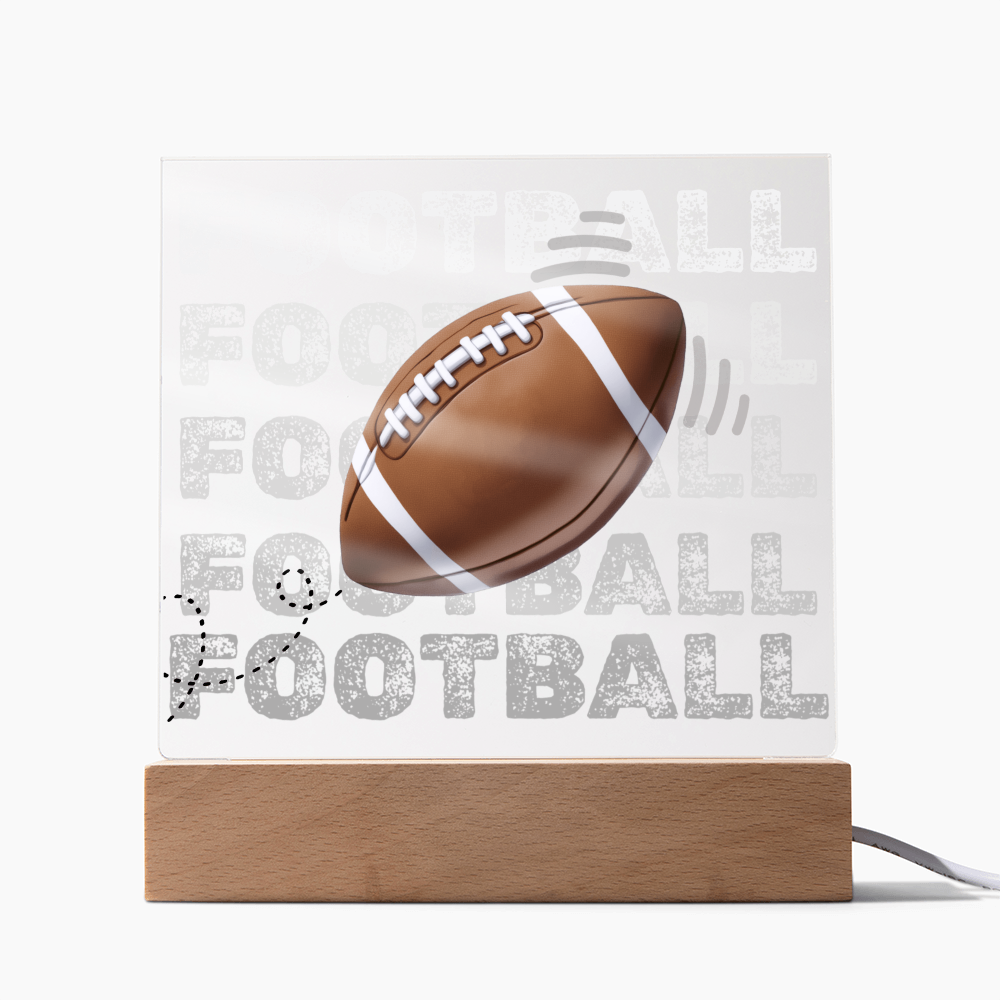 Football Fan Printed Square Acrylic Plaque with LED Base