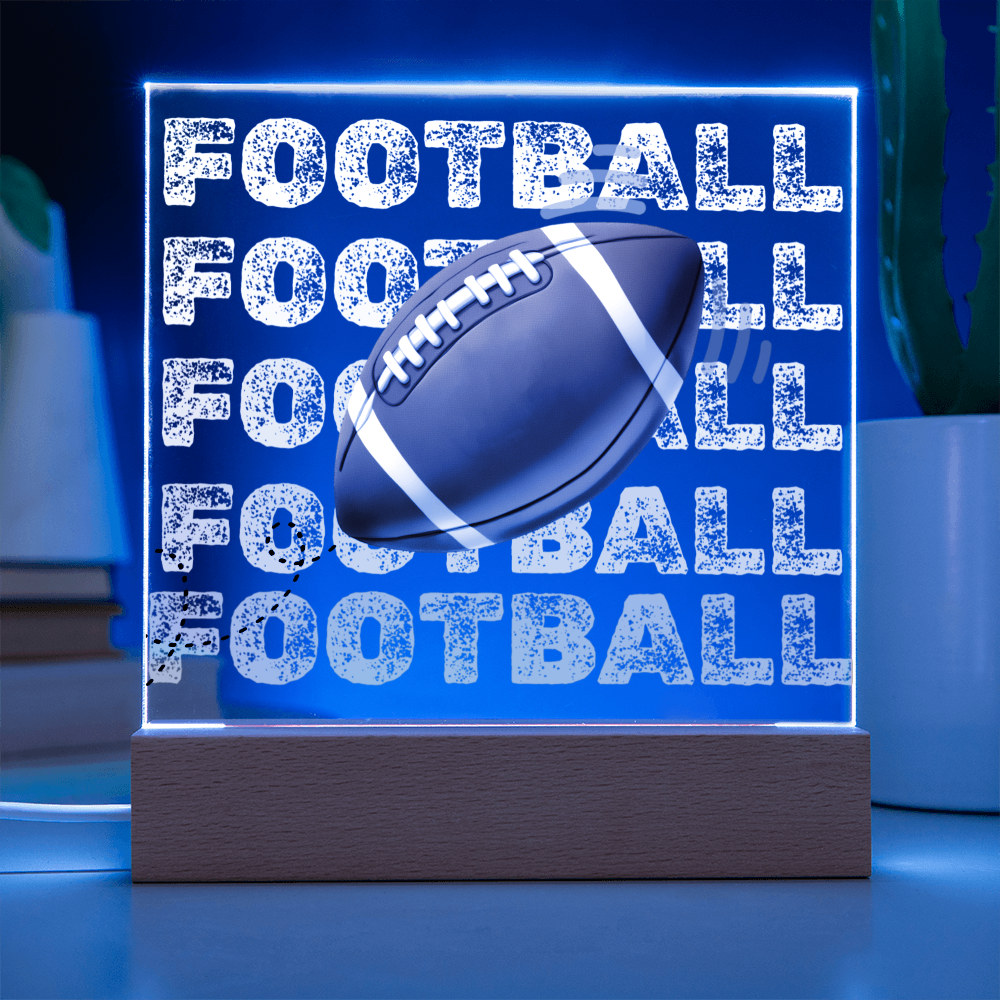 Football Fan Printed Square Acrylic Plaque with LED Base