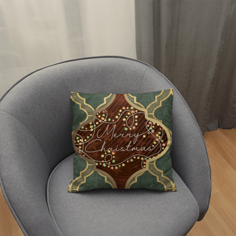 Merry Christmas Arabasque Tile Classic Pillow Cover with Insert