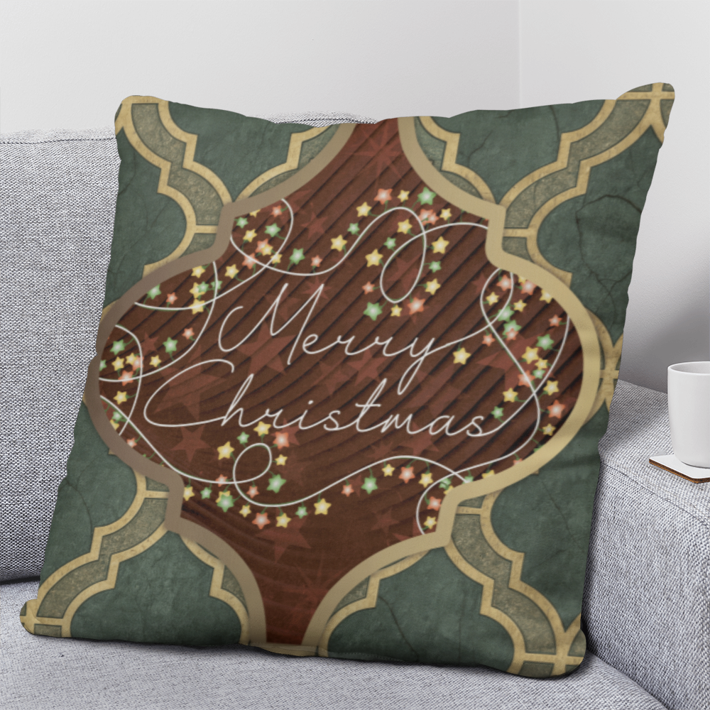 Merry Christmas Arabasque Tile Classic Pillow Cover with Insert