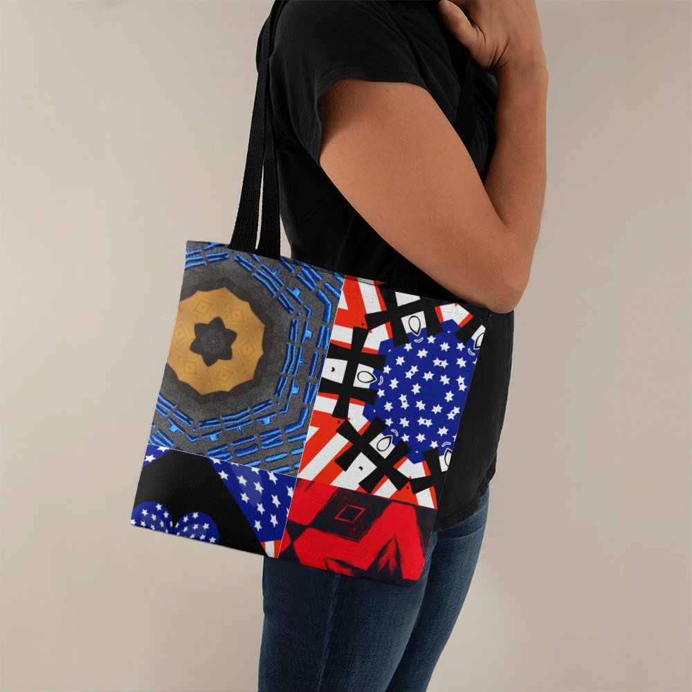 USA Patchwork Design Classic Tote Bag Available in 3 Sizes