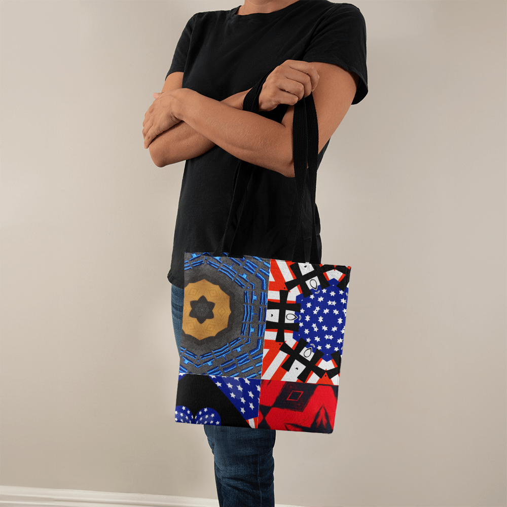 USA Patchwork Design Classic Tote Bag Available in 3 Sizes