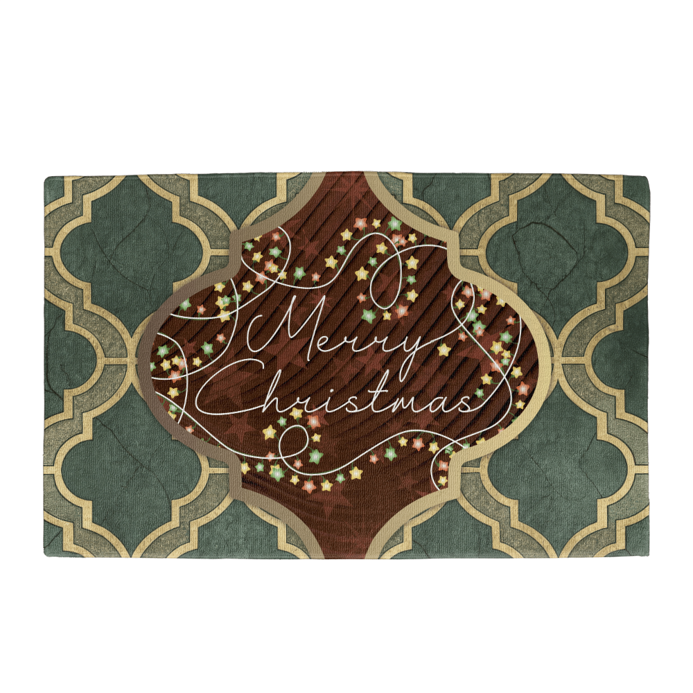 Merry Christmas Arabasque Tile Welcome Mat