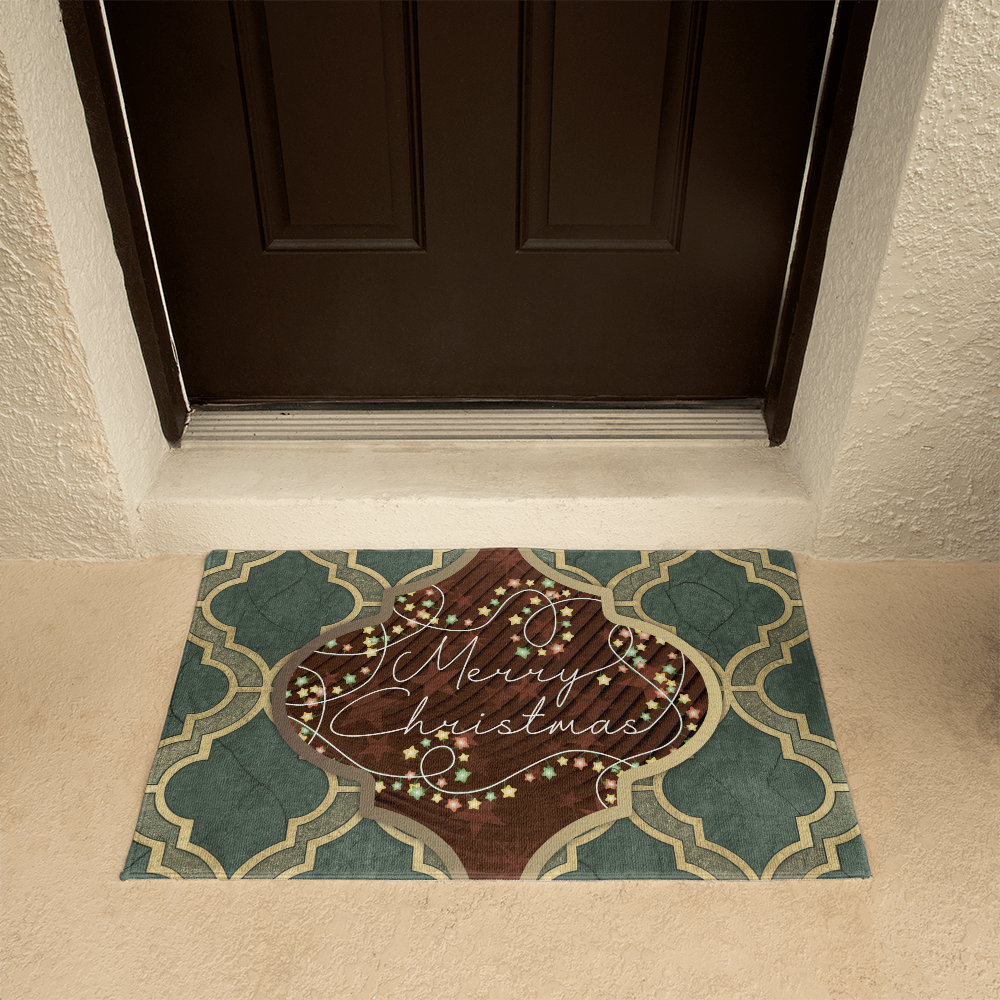 Merry Christmas Arabasque Tile Welcome Mat