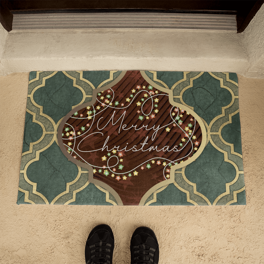 Merry Christmas Arabasque Tile Welcome Mat