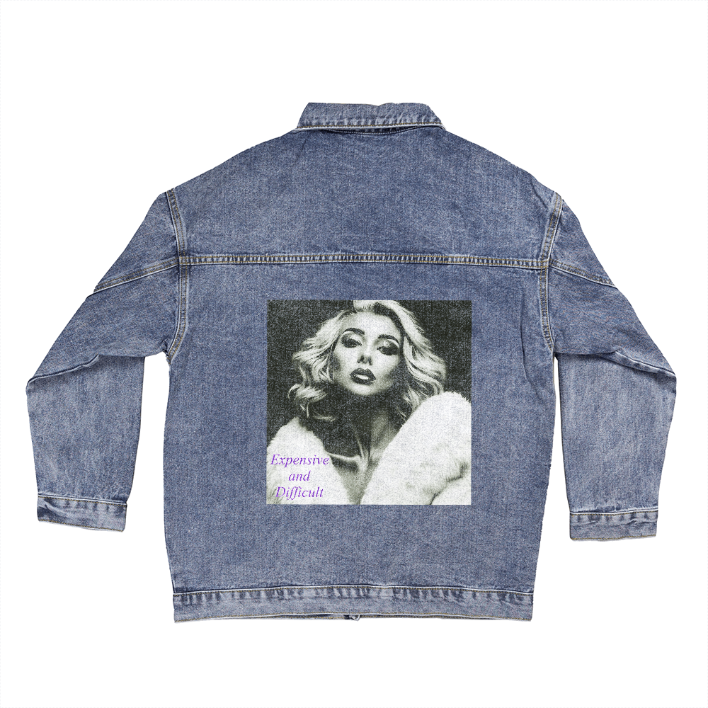 Expensive and Difficult Beautiful Woman Oversized Women's DTG Denim Jacket