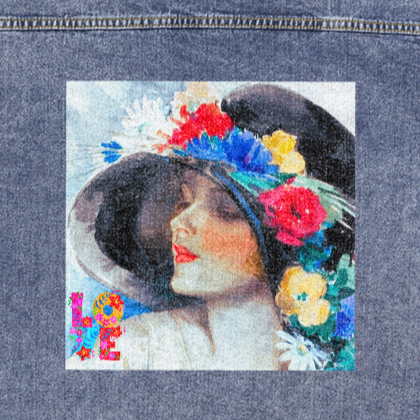 Fashionably Classic Lady with Love Oversized Women's DTG Denim Jacket