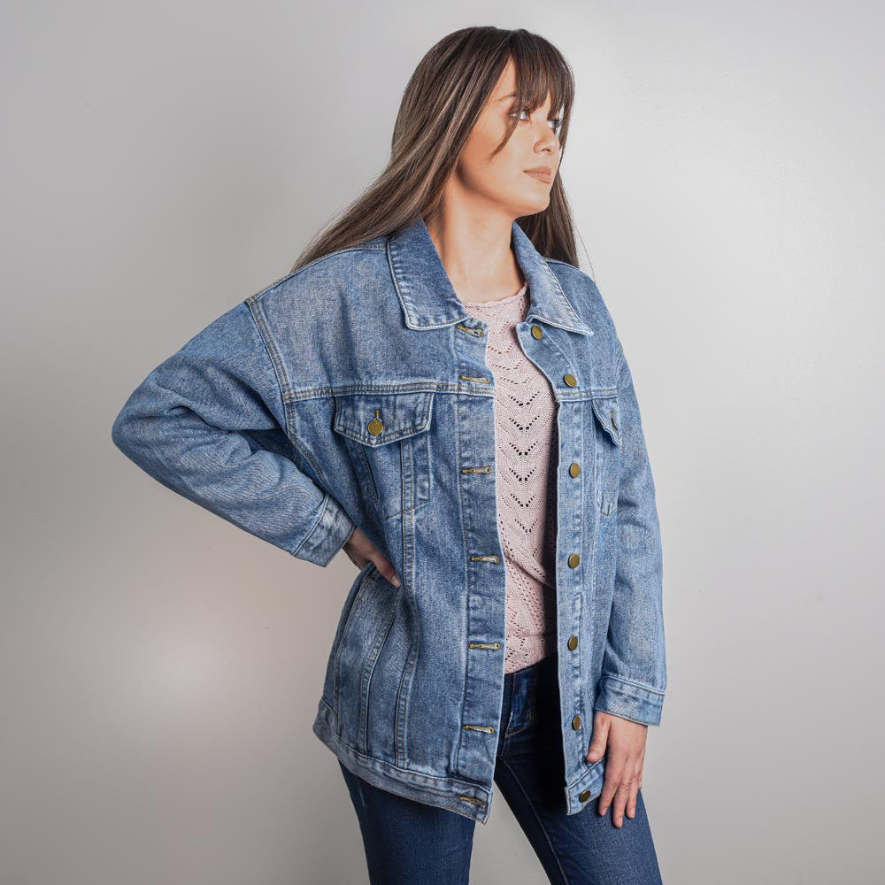 Dream Believe Achieve Inspirational Oversized Women's Denim Jacket