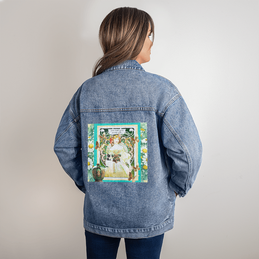 Lady in Waiting for Him to Call Oversized Women's DTG Denim Jacket