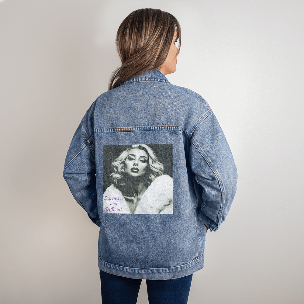 Expensive and Difficult Beautiful Woman Oversized Women's DTG Denim Jacket