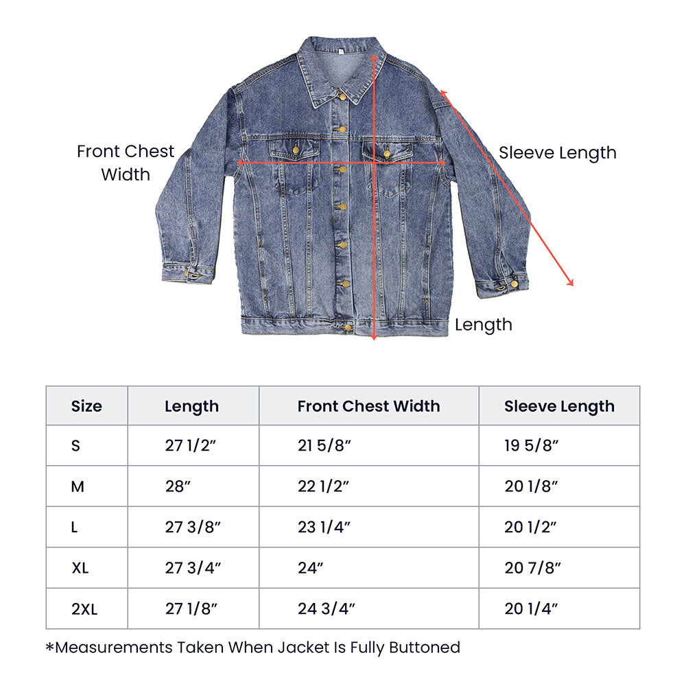 Fashionably Classic Lady with Love Oversized Women's DTG Denim Jacket