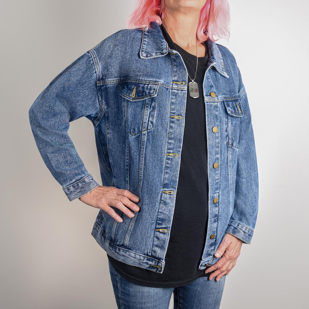 Beautiful Floral Woman Oversized Women's DTG Denim Jacket