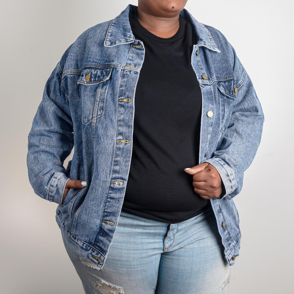 Dream Believe Achieve Inspirational Oversized Women's Denim Jacket