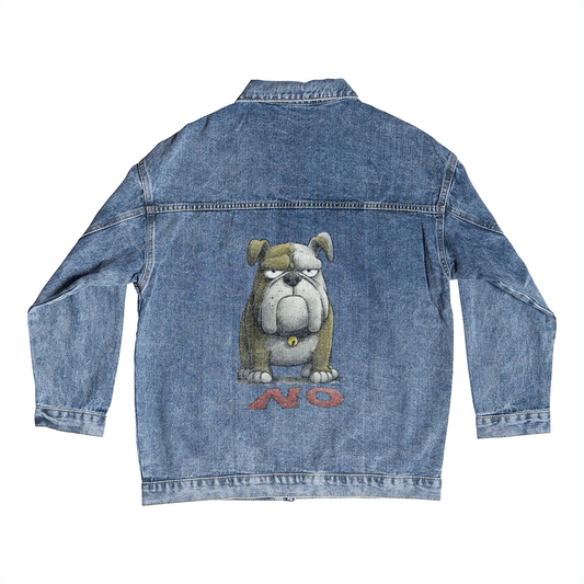 Bull Dog Says No Men's Denim Blue Jacket