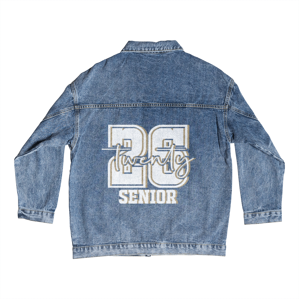 White Senior Twenty 26 Graduate Men's Denim Jacket