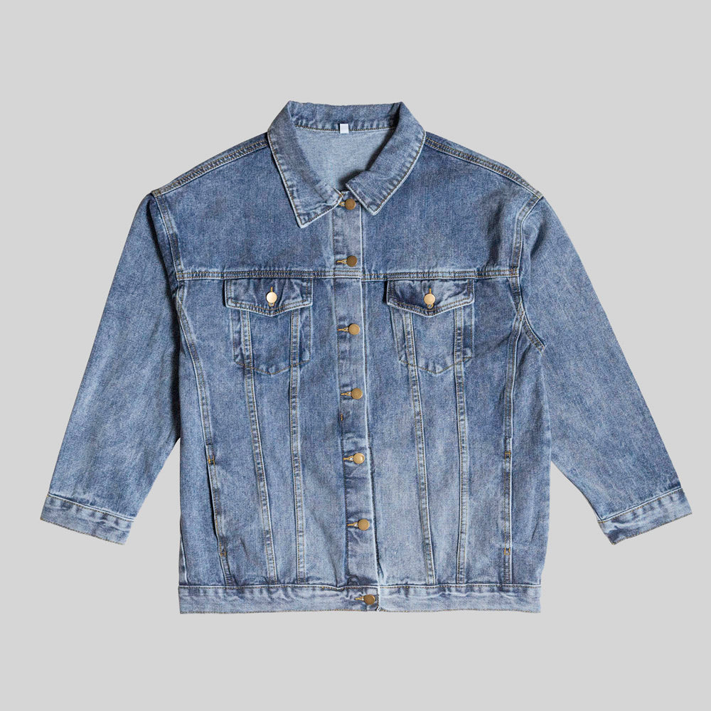 Land of the Free Because of the Brave Men's Blue Denim Jacket
