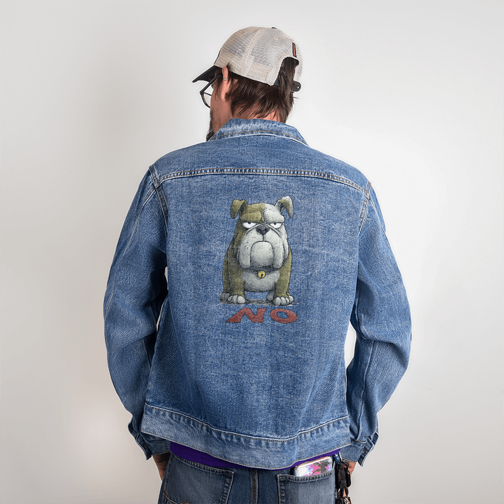 Bull Dog Says No Men's Denim Blue Jacket