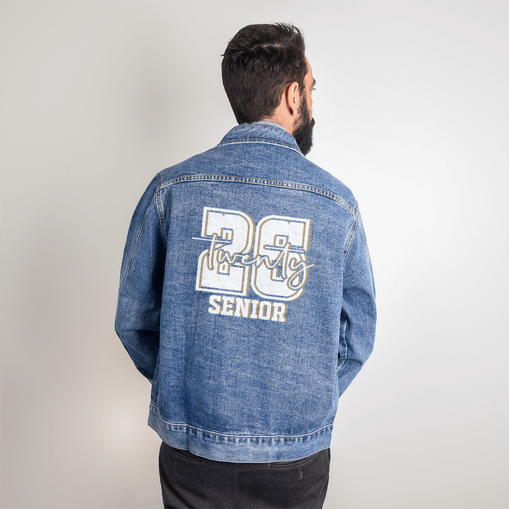 White Senior Twenty 26 Graduate Men's Denim Jacket