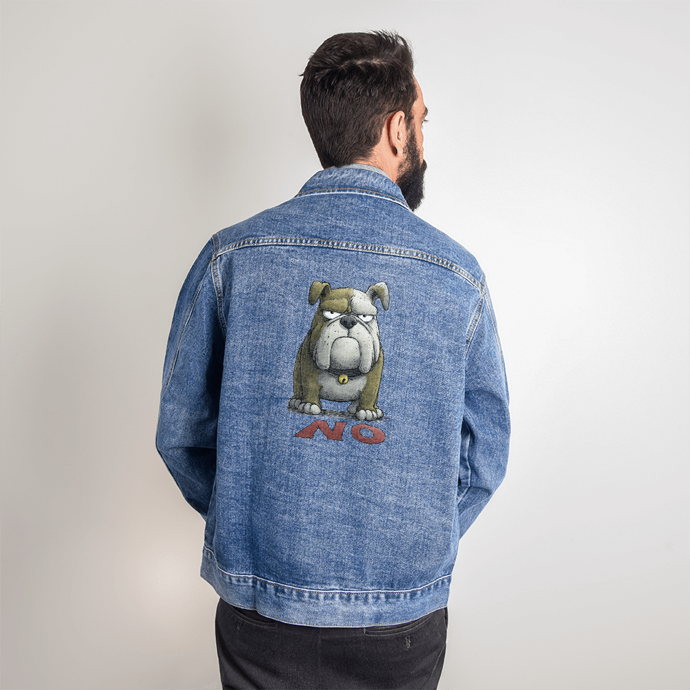 Bull Dog Says No Men's Denim Blue Jacket