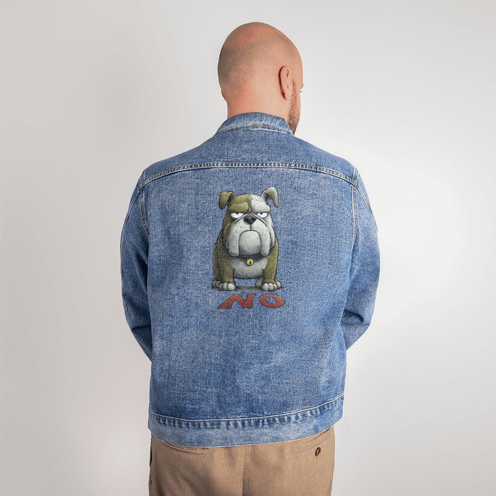 Bull Dog Says No Men's Denim Blue Jacket