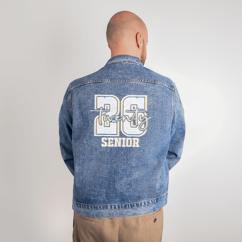 White Senior Twenty 26 Graduate Men's Denim Jacket