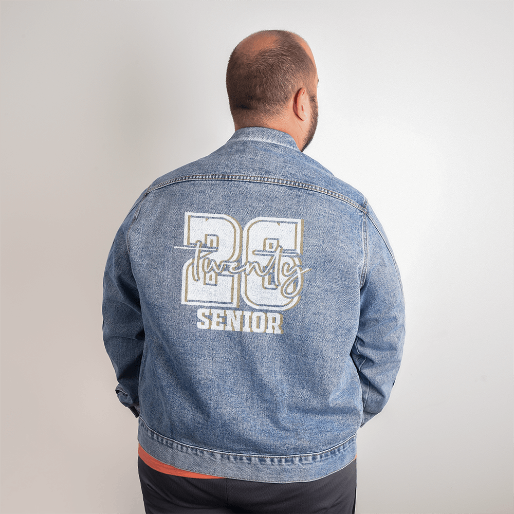 White Senior Twenty 26 Graduate Men's Denim Jacket